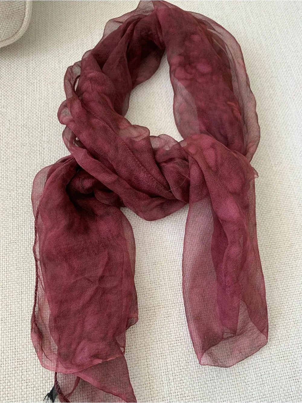Silk Burgundy Scarf - 100% Silk Lightweight Wrap